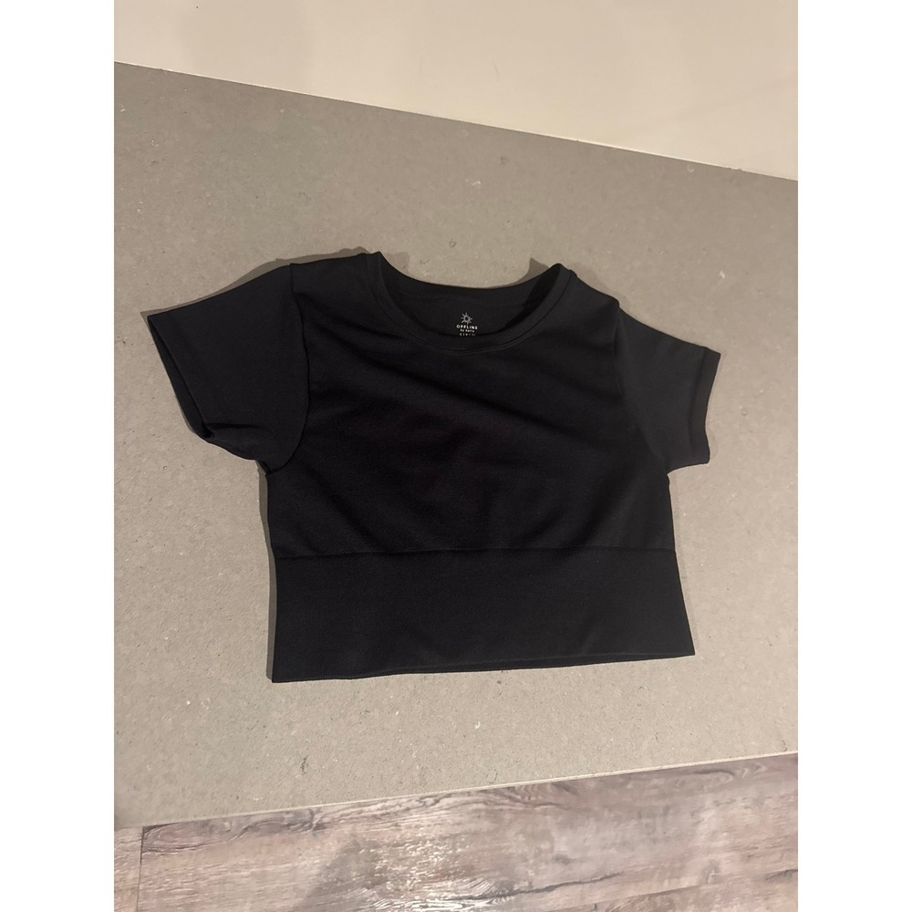 Aerie Offline black seamless croped top Size small